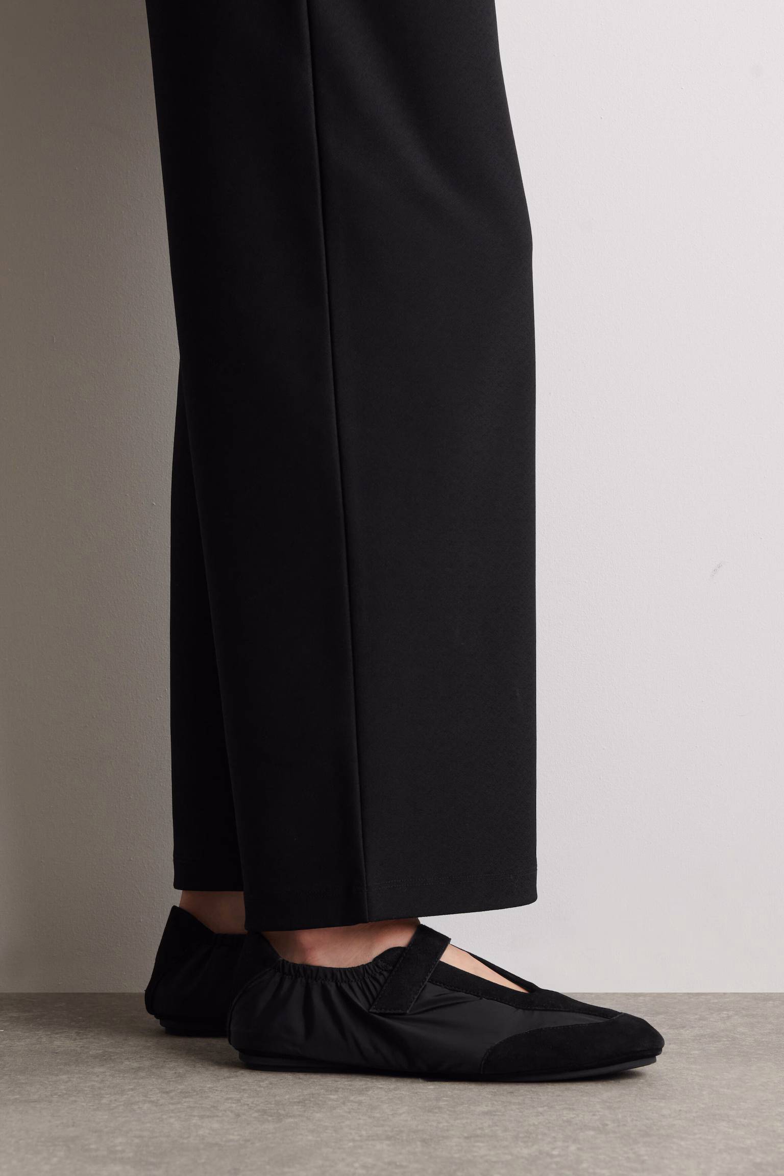 SUEDE-NYLON MARY-JANE SNEAKERS